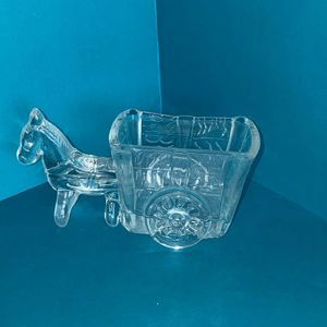 Little Donkey & Cart Toothpick Holder: Clear Glass